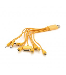 USB кабель с переходниками 10 в 1, 0,2м, Yellow, ОЕМ Q500