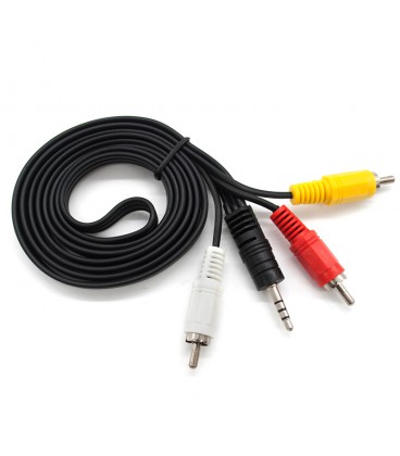 Кабель DC3.5 (тато)  3хRCA (тато), GOLD Jack, довжина Jack 17мм, CU, круглий, Black, 1,5 м, (Пакет) Q500