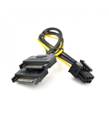 Кабель-перехідник для живлення відеокарти SATA+SATA-6P, OEM Q50