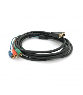 Кабель DVI (тато)-3RCA (тато), 3m, 2 ферит, Black, ОЕМ