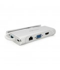 Хаб-конвертор VEGGIEG TC07-S Type-C (тато) на Type-C (мама) + USB3.0 * 3 (мама) + HDMI (мама) + RJ45, 10см, Silver, Box