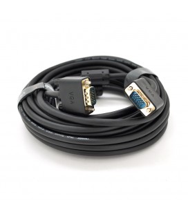Кабель VEGGIEG VG-5 VGA 3 + 6, 5,0m, male to male (тато-тато), OD-6.5mm, 1 ферит, круглий Black, коннектор Gold, Пакет