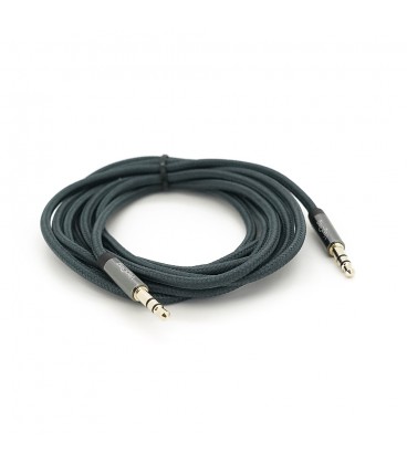 Кабель VEGGIEG V-A502 AUX Audio DC3.5 тато-тато 2.0м, GOLD Stereo Jack, обплетення, (круглий) Grey cable, Пакет