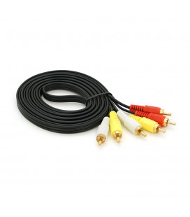 Кабель Audio-Video 3хRCA (тато)  3хRCA (тато), GOLD connector, CU, круглий, Black, 3,0 м, (Пакет) Q300