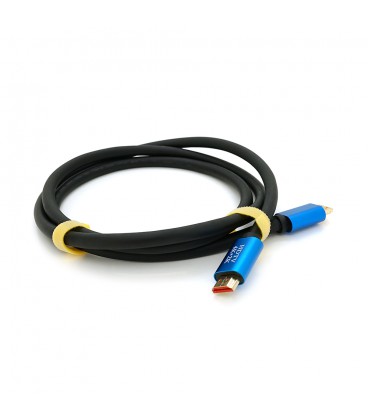 Кабель Merlion HDMI-HDMI 4Kx2K Ultra HD, 1.5m, v2,0, круглий Black, коннектор Blue, Blister-box, Q100