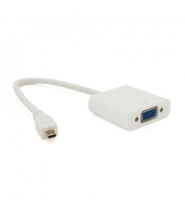 Конвертер micro HDMI (тато) на VGA(мама) 30cm, White, 4K/2K, Пакет