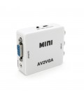 Конвертер Mini, AV to VGA, ВХІД 3RCA(мама) на ВИХІД VGA(мама), 720P/1080P, White, BOX