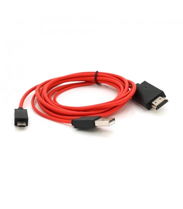 Конвертер MHL microUSB (тато) + USB (тато)  HDMI (тато) 2.0м, Black, 1080p, BOX