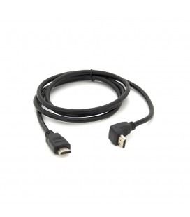 Кабель Merlion HDMI-HDMI  1,5m, v1.4, OD- 7.5mm, круглий Black, коннектор Black 90°кутовий