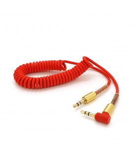 Кабель AUX Audio DC3.5 тато-тато 1.5м пружина, CCA Stereo Jack, (круглий) Red cable, Box