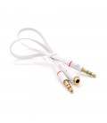 Спліттер Jack 3.5 (мама) 2 pin  2 * Jack 3.5 (тато 2 pin, плоский, White Пакет