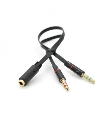 Сплиттер Jack 3.5 (мама ) 2 pin &gt,2*Jack 3.5(папа) 2 pin , плоский, Black, Пакет