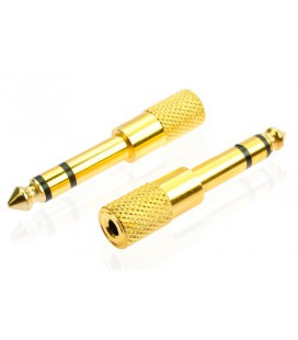 Перехідник Jack 6.3 (тато)/Jack 3.5 (мама) Stereo, Gold, метал, Q100