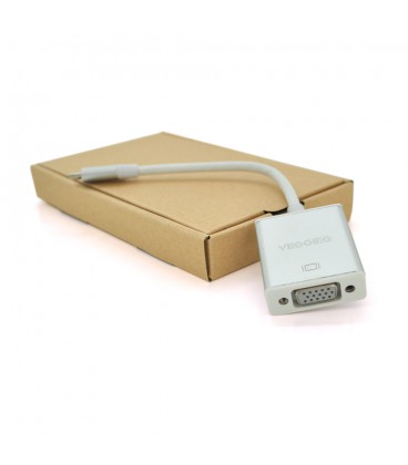 Хаб-конвертор VEGGIEG Type-C (тато) на VGA (мама), 10 см, Silver, Box