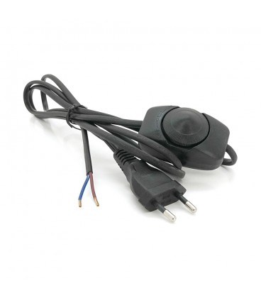 Кабель живлення Schuko з перемикачем, довжина 1.8м, перетин 0.5-0.75mm, із заземленням, під паяння, Black, OEM