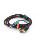 Кабель VGA (тато)-3RCA (тато) 1.5m, Black/Red, обплетення, пакет
