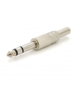 Роз'єм 6,3 стерео під рифлений кабель з пружиною (сірий метал)