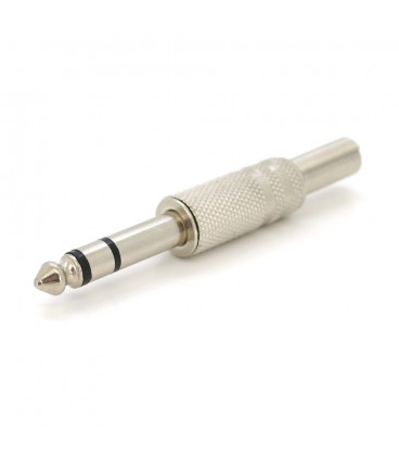 Роз'єм 6,3 стерео під рифлений кабель з пружиною (сірий метал)