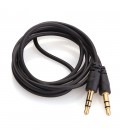 Кабель AUX Audio DC3.5 тато-тато 5.0м, GOLD Stereo Jack, (круглий) Black cable, Пакет Q200