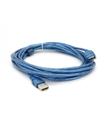 Подовжувач USB 2.0 AM / AF, 5.0m, 1 ферит, прозорий синій Q100