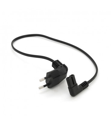 Кабель живлення 0.5m, 0.5mm, PC-184/2 CEE7/16-C7 2 pin (для побутової техніки), Black, 90° OEM Q50/300 МЕДЬ!!!