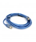 Кабель USB 2.0 RITAR AM/BM, 3.0m, 1 ферит, прозорий синій