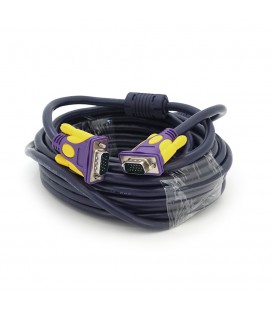 Кабель Merlion VGA 3+4 with shielding, 10m, male to male (папа-папа), 2 феррита, purple, Пакет Q50