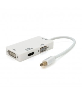 Конвертер mini Display Port (тато) на HDMI/VGA/DVI(мама) 30cm, White, 4K/2K, Пакет