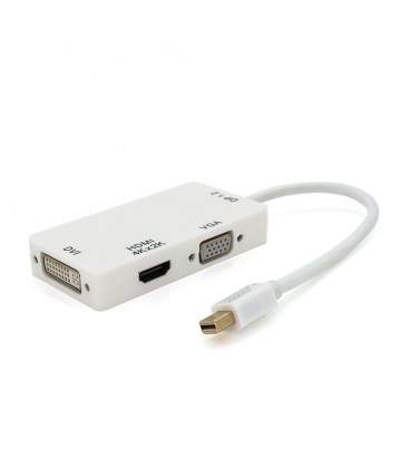 Конвертер mini Display Port (тато) на HDMI/VGA/DVI(мама) 30cm, White, 4K/2K, Пакет
