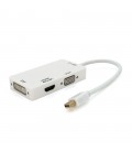 Конвертер mini Display Port (тато) на HDMI/VGA/DVI(мама) 30cm, White, 4K/2K, Пакет