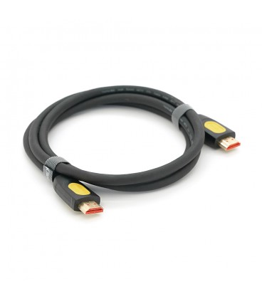 Кабель VEGGIEG V--H203 HDMI-HDMI 4K Premium, 1.5m, v2,0, OD-4.0mm, круглий, Black, конектор Black-Yellow, Пакет