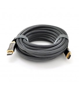 Кабель VEGGIEG HX-10 HDMI-HDMI 2K * 4K, 10.0m, v2,0, OD-8.0mm, круглый, оплетка, Black, коннектор Black-Gold, Box