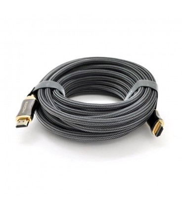 Кабель VEGGIEG HX-10 HDMI-HDMI 2K * 4K, 10.0m, v2,0, OD-8.0mm, круглий, обплетення, Black, коннектор Black-Gold, Box