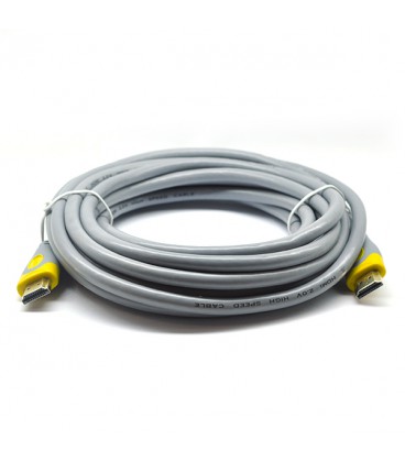 Кабель Merlion HDMI-HDMI V-Link High Speed 15.0m, v2,0, OD-8.2mm, круглий Grey, коннектор Grey / Yellow, (Пакет), Q25