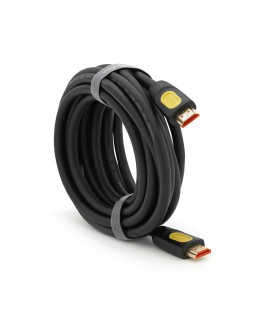 Кабель VEGGIEG HA-5 HDMI-HDMI 4K UHD, 5.0m, v2,0, OD-4.0mm, круглий, Black, коннектор Black-YELLOW
