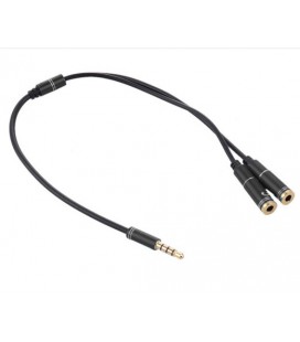 Разветвитель аудио для наушников и микрофона, Jack 3.5 (папа ) 4 pin &gt,2*Jack 3.5(мама) 3 pin , круглый в оплетке, Пакет
