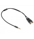 Развітвітель аудіо для навушників і мікрофону, Jack 3.5 (тато) 4 pin  2 * Jack 3.5 (мама) 3 pin, круглий в оплетке, Пакет