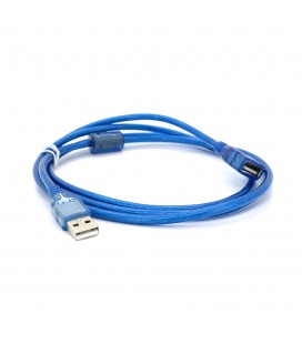 Подовжувач USB 2.0 AM / AF, 1.5m, 1 ферит, прозорий синій Q250
