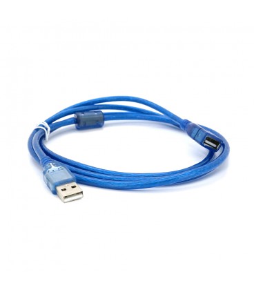 Подовжувач USB 2.0 AM / AF, 1.5m, 1 ферит, прозорий синій Q250