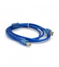 Кабель USB 2.0 RITAR AM/BM, 1.8m, 1 ферит, прозорий синій Q250