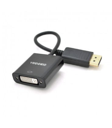 Конвертер VEGGIEG DD-B Display Port (тато) на DVI24 + 5 (мама) 25cm, Black, Пакет