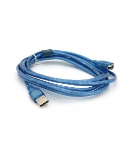 Подовжувач USB 2.0 AM / AF, 3.0m, 1 ферит, прозорий синій Q150
