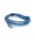Подовжувач USB 2.0 AM / AF, 3.0m, 1 ферит, прозорий синій Q150