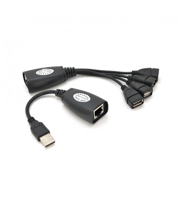 Подовжувач USB 2.0 сигналу по F / UTP до 50 метрів, RJ-45 to AM + RJ-45 to 4xAF, Blister Q100