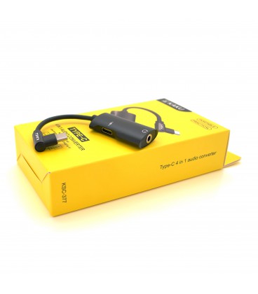 Аудіоконвертор iKAKU KSC-377 MAIQI 4 in 1 audio converter Type-C, Black, Box