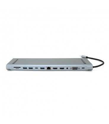 Хаб-конвертор 12 в 1 Type-C (папа) на Type-C(мама)+2*USB2.0(мама)+USB3.0(мама)+2*HDMI(мама)+VGA(мама)+SD/TF+RJ45+ jack3.5 (мама)