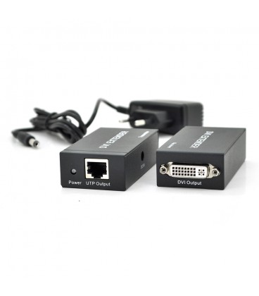 Активный удлинитель DVI 60m по витой паре через RJ-45, Black, BOX