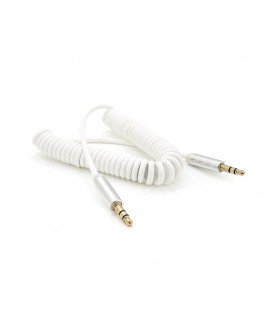 Кабель AUX Audio DC3.5 тато-тато 1.5м пружина, CCA Stereo Jack, (круглий) White cable, Box