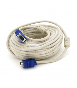 Кабель Merlion VGA 20m, male to male (тато-тато), 2 фериту, білий, Пакет, Q20