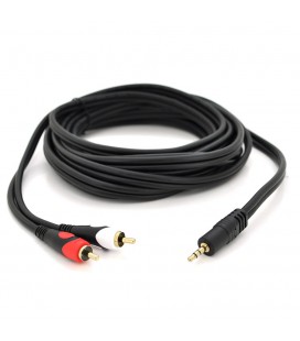 Кабель DC3.5 (тато)  2хRCA (тато), GOLD Jack, CU, Stereo, круглий, Black, 5,0 м, (Пакет) преміум Q50
